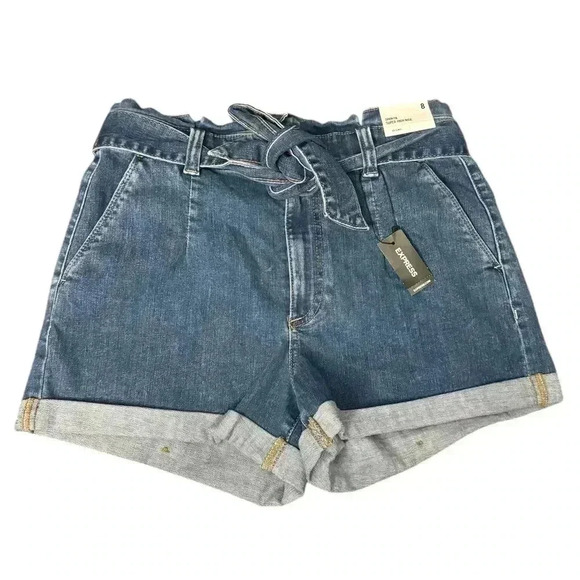 Express Pants - Express Shortie Super High Rise Denim Shorts Size 8